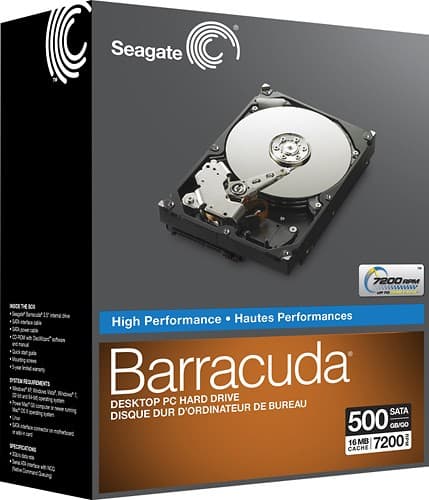Seagate - Barracuda 500GB Internal Hard Drive for Desktops - Angle