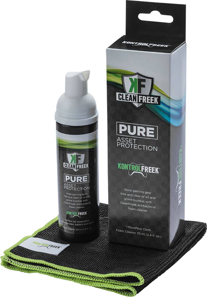 KontrolFreek - CleanFreek Foam Cleanser and Microfiber Cleaning Cloth - Black/Green - Front Zoom