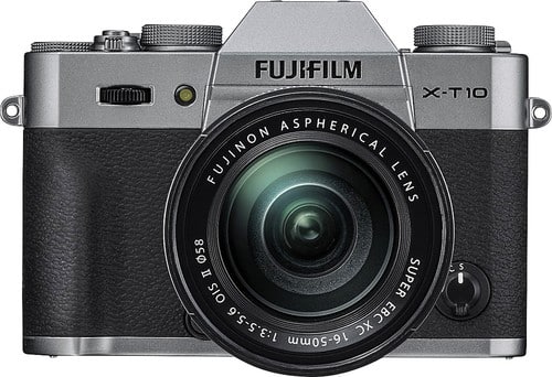 Fujifilm - X-T10 Mirrorless Camera with XC 16-50mm f/3.5-5.6 OIS II Lens - Silver - Larger Front