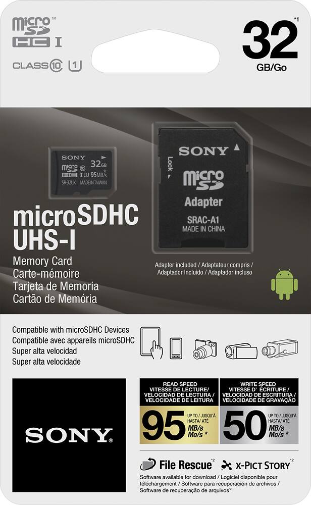 Sony - 32GB microSDHC Class 10 UHS-I Memory Card - Black - AlternateView11 Zoom