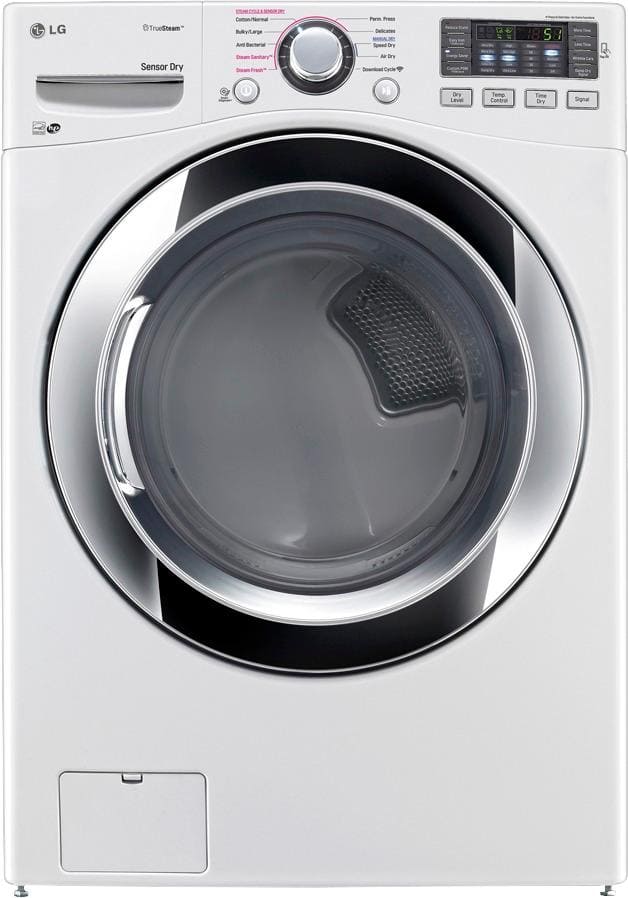 LG - SteamDryer 7.4 Cu. Ft. 10-Cycle Electric Dryer with Steam - White - Larger Front