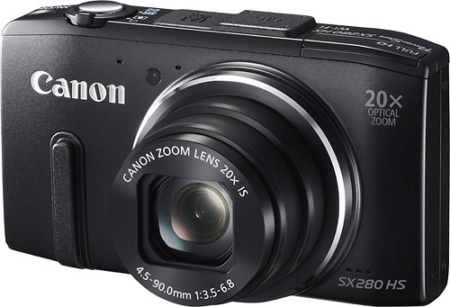 Canon - PowerShot 12.1-Megapixel SX280HS Digital Camera - Black - Left