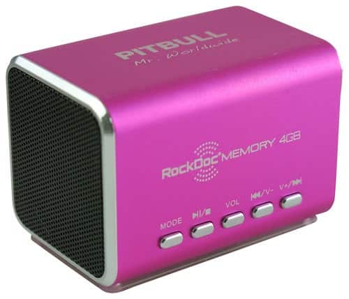 RockDoc - Pitbull BOOM Portable Speaker - Pink - Larger Front