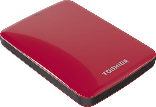 Toshiba - Canvio Connect 2TB External USB 3.0 Hard Drive - Red - Angle