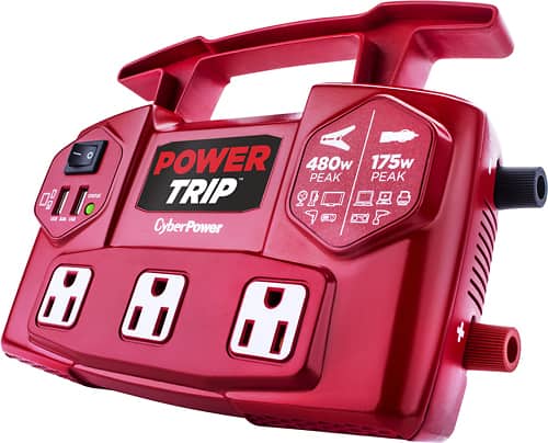 CyberPower - PowerTrip 480 Power Inverter - Red - Angle