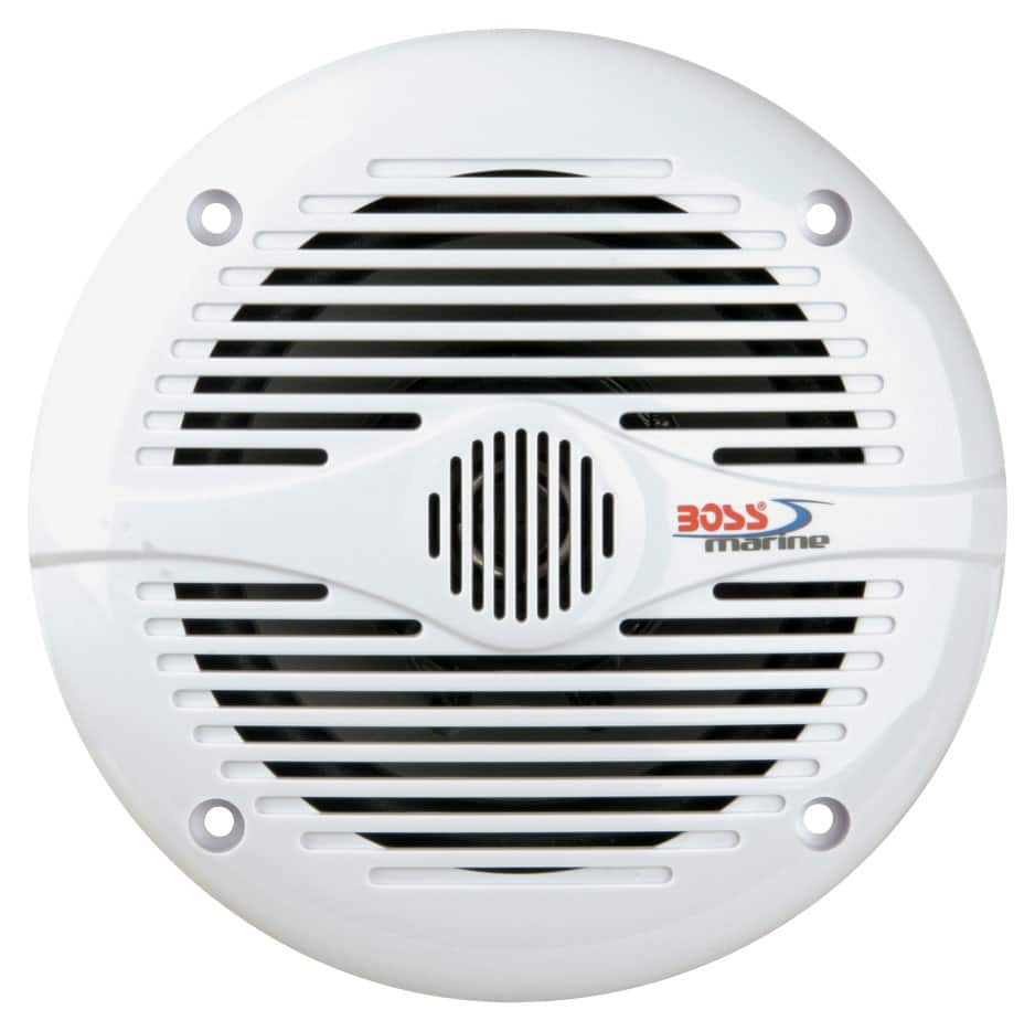 Boss Marine - 6-1/2" 2-Way Coaxial Marine Speakers with Polypropylene Cones (Pair) - White - Larger Front