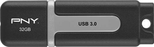 PNY - Turbo Attaché 2 32GB USB 3.0 Flash Drive - Black - Larger Front