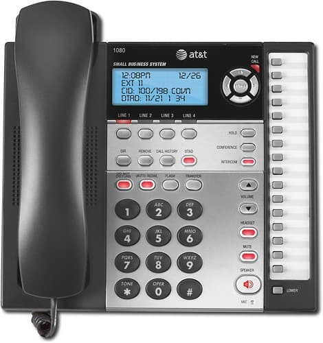 AT&T 1080 4-Line Corded Speakerphone with Digital Answering System and Caller ID