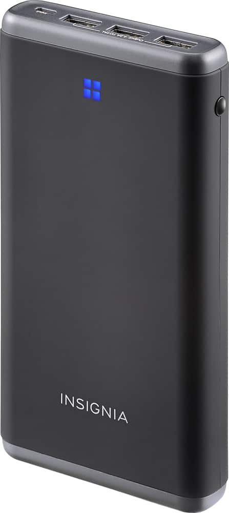 Insignia™ - 15600 mAh Portable Charger - Black/Gray - Front Zoom