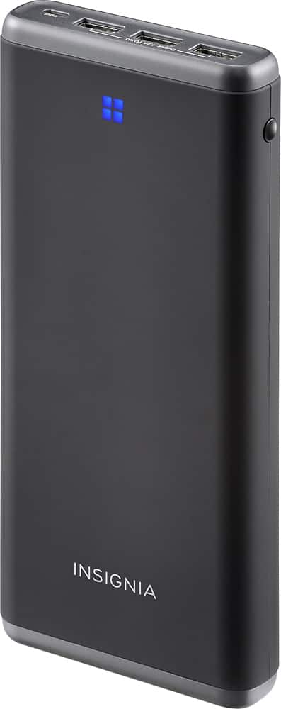 Insignia™ - Portable Charger - Black/Gray - Front Zoom