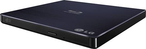 LG - 8x External USB 2.0 Blu-ray Disc Double-Layer DVD±RW/CD-RW Disc Rewriter - Black - Larger Front