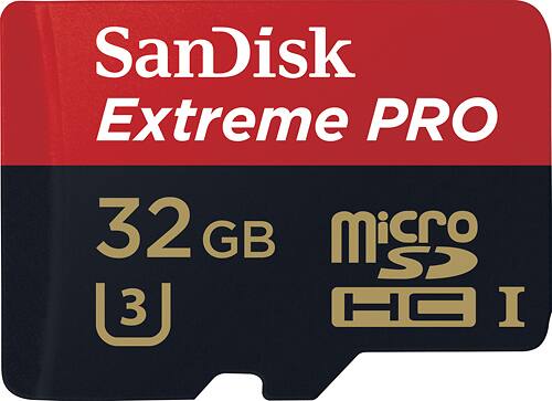 SanDisk - Extreme Pro 32GB microSDHC Class 10 Memory Card - Black/Red - Larger Front