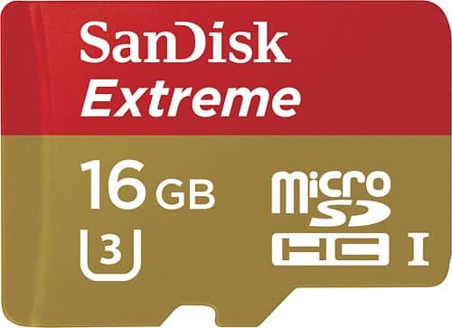 SanDisk - Extreme 16GB microSDHC Class 10 U3 Memory Card - Larger Front