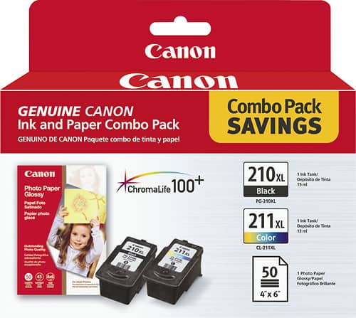 Canon - 210XL/211XL 2-Pack High-Yield Ink Cartridge + Photo Paper - Multi - Larger Front
