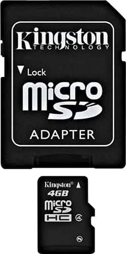 Kingston - 4GB microSDHC Class 4 Memory Card - Black - Larger Front