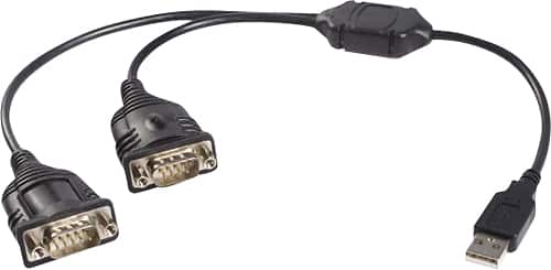 StarTech - 2-Port USB-to-RS232 Serial DB9 Adapter Cable - Black - Larger Front