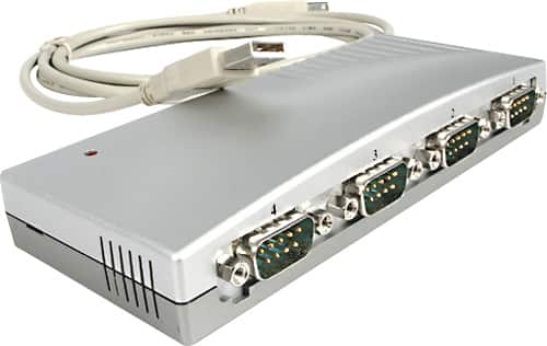 StarTech - 4-port USB-to-RS232 Serial DB9 Adapter Hub - Silver - Angle