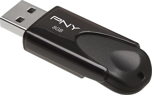 PNY - Attaché 8GB USB 2.0 Flash Drive - Black - Larger Front