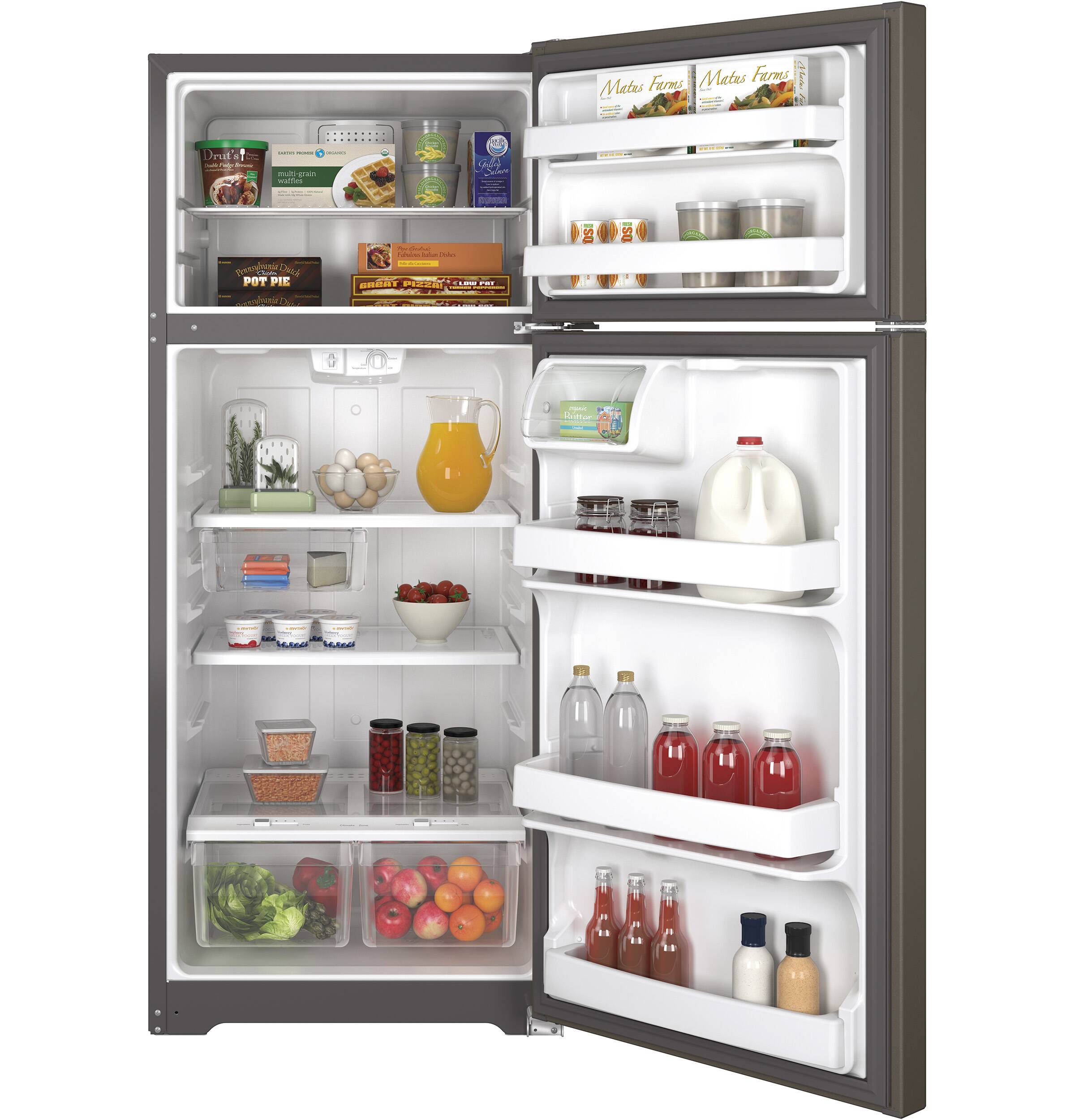 Best Buy GE 17 5 Cu Ft Frost Free Top Freezer Refrigerator GTE18GMHES