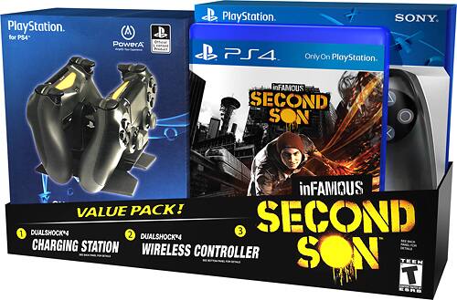 Sony - DualShock 4 Wireless Controller for PS4 with Infamous Second Son - Black - Larger Front