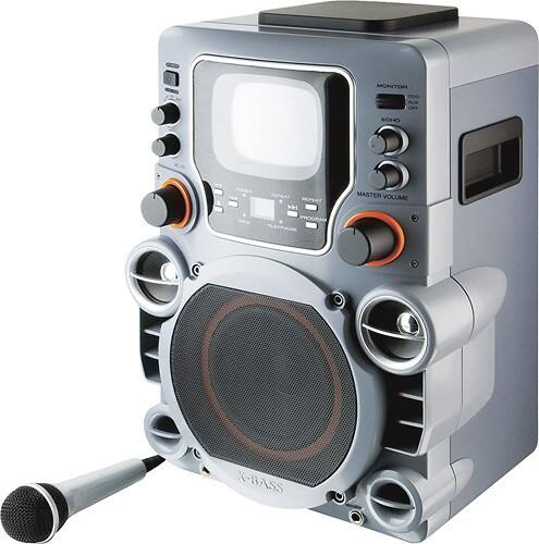 GPX - Party Machine CD+G Karaoke System with 5-1/2" Black-and-White Monitor - Angle