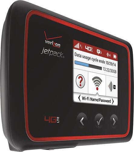 Verizon - Jetpack 4G LTE Mobile Hotspot - Black/Red (Verizon Wireless) - Angle