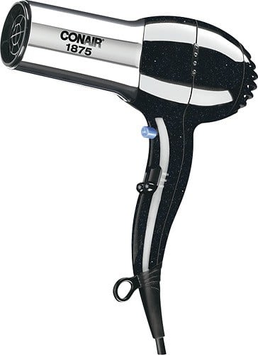 Conair - Ionic Turbo Styler Hair Dryer - Black Sparkle/Chrome - Larger Front