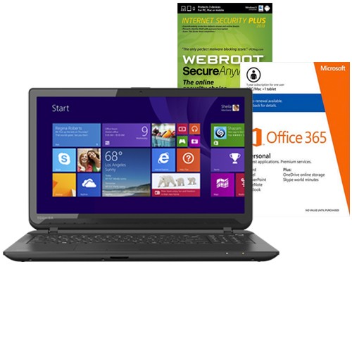Toshiba C55DT-B5128 15.6" Touch-Screen Laptop with AMD Quad-Core A6-6310 / 4GB / 500GB / Win 8.1 + Free Internet Security Software & Microsoft Office Package