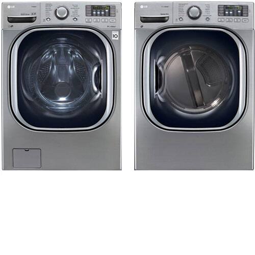 LG Ultralarge-Capacity High-Efficiency Steam Front-Loading Washer and Electric Dryer - Larger Front