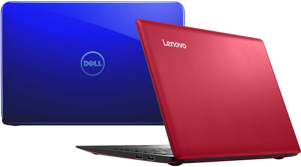 Red laptop, blue laptop