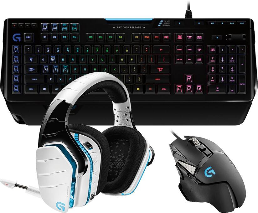 Mouse, keyboard, headset