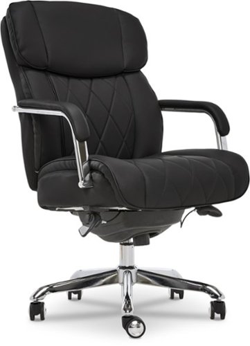 

La-Z-Boy - Comfort and Beauty Sutherland Diamond-Quilted Bonded Leather Office Chair - Midnight Black