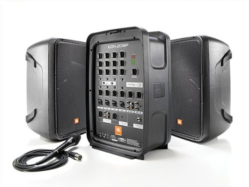 

JBL - EON208P 8" 2 way PA System with Integrated 8 Channel Mixer and Microphone - Black
