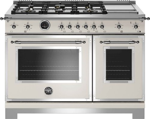 Bertazzoni - Heritage Series 7.0 Cu. Ft. Self-Cleaning Freestanding Double Oven Dual Fuel Convection Range - Ivory Gloss
Bertazzoni - Heritage Series 7.0 Cu. Ft. Self-Cleaning Freestanding Double Oven Dual Fuel Convection Range - Ivory Gloss