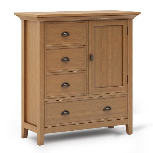 

Simpli Home - Redmond SOLID WOOD 39 inch Wide Transitional Medium Storage Cabinet in - Light Golden Brown