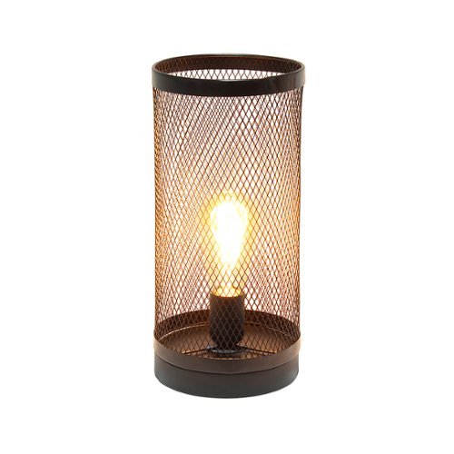 Simple Designs - Mesh Cylindrical Steel Table Lamp - Black