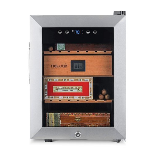 

NewAir - 250 Count Cigar Humidor Wineador with Precision Digital Temperature Controls - Stainless steel