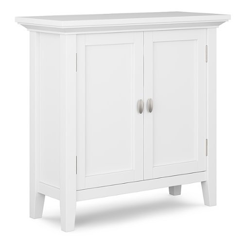 Simpli Home - Redmond SOLID WOOD 32 inch Wide Transitional Low Storage Cabinet in - White