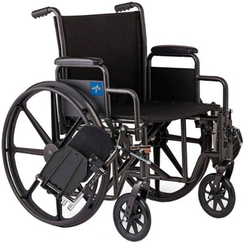 

Medline - Durable Steel Wheelchair with Flip-Back Desk-Length Arms, Elevated Leg Rests, 300-Ib Weight Capacity - Black