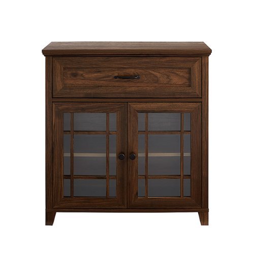 Walker Edison - 32” Classic Detailed Double Door Accent Cabinet - Dark walnut