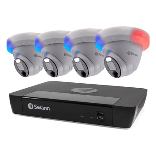 

Swann - Pro Enforcer 8-Channel, 4-Dome Camera Indoor/Outdoor PoE Wired 4K UHD 2TB HDD NVR Security Surveillance System - White