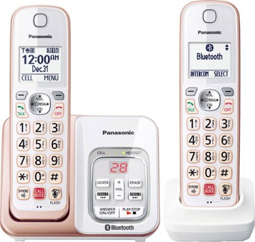 

Panasonic - KX-TGD862G Link2Cell DECT 6.0 Expandable Cordless Phone System with Digital Answering System - White/Rose Gold
