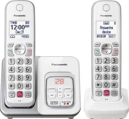 

Panasonic - KX-TGD832W DECT 6.0 Expandable Cordless Phone System with Digital Answering System - White