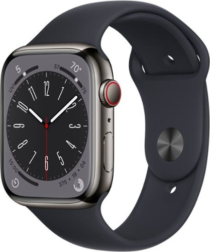 Apple Watch Series 8 (GPS + Cellular) 45mm Stainless Steel Case with Midnight Sport Band - M/L - Midnight
Apple Watch Series 8 (GPS + Cellular) 45mm Stainless Steel Case with Midnight Sport Band - M/L - Midnight
