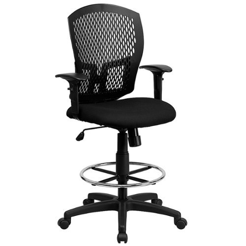 Flash Furniture - Moss Contemporary Fabric Drafting Stool - Black