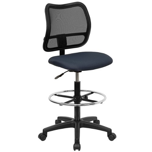 Flash Furniture - Elaine Contemporary Fabric Drafting Stool - Navy Blue