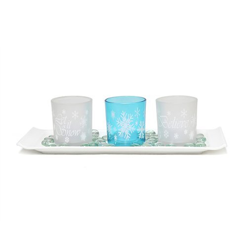 

Elegant Designs - Winter Wonderland Candle Set of 3 - Blue Frost