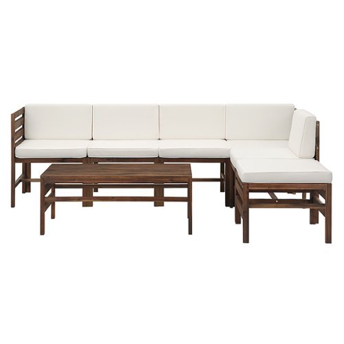 Walker Edison - Modern Modular Acacia Wood 7-Piece Patio Set - Dark brown