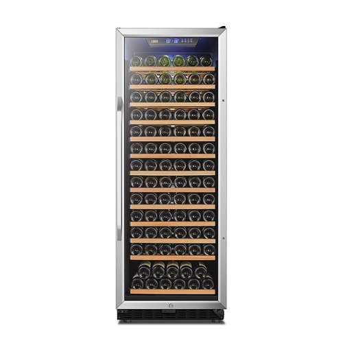 Lanbo - 24 Inch 143 Bottle Wine Cooler with Quiet Operation and Beech Wood Shelves - Black