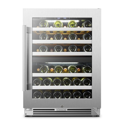 LanboPro - 24 in. 44 Bottle Seamless Stainless Steel Dual Zone Wine Refrigerator with Digital Touch Control and Stable Shelves - Black
LanboPro - 24 in. 44 Bottle Seamless Stainless Steel Dual Zone Wine Refrigerator with Digital Touch Control and Stable Shelves - Black